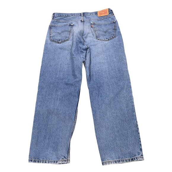 Levis 550 Mens DistressedRipped Jeans Straight Blue Denim 36 X 30 Medium Wash - Picture 3 of 16